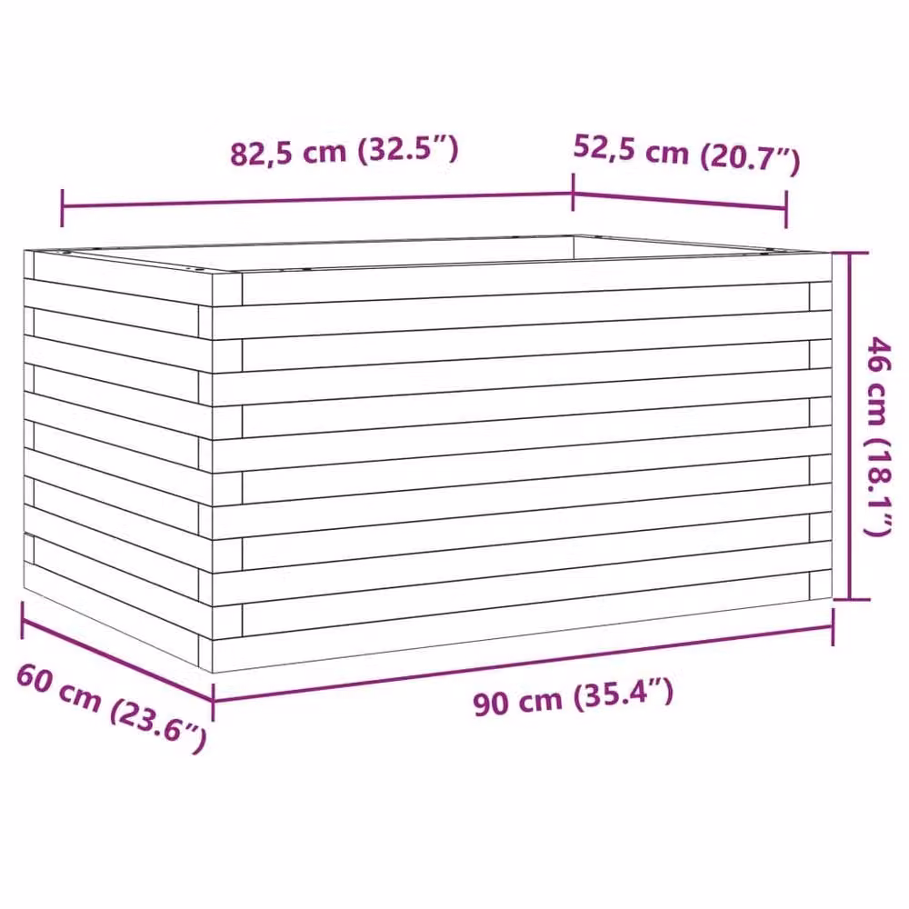Berkfield Home Garden Planter in Beige Solid Wood, W/D/H: 90 x 60 x 46 cm – 2