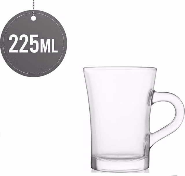 UMKY Set of 3 Transparent Insulated Glass Coffee Mugs, 225 ml