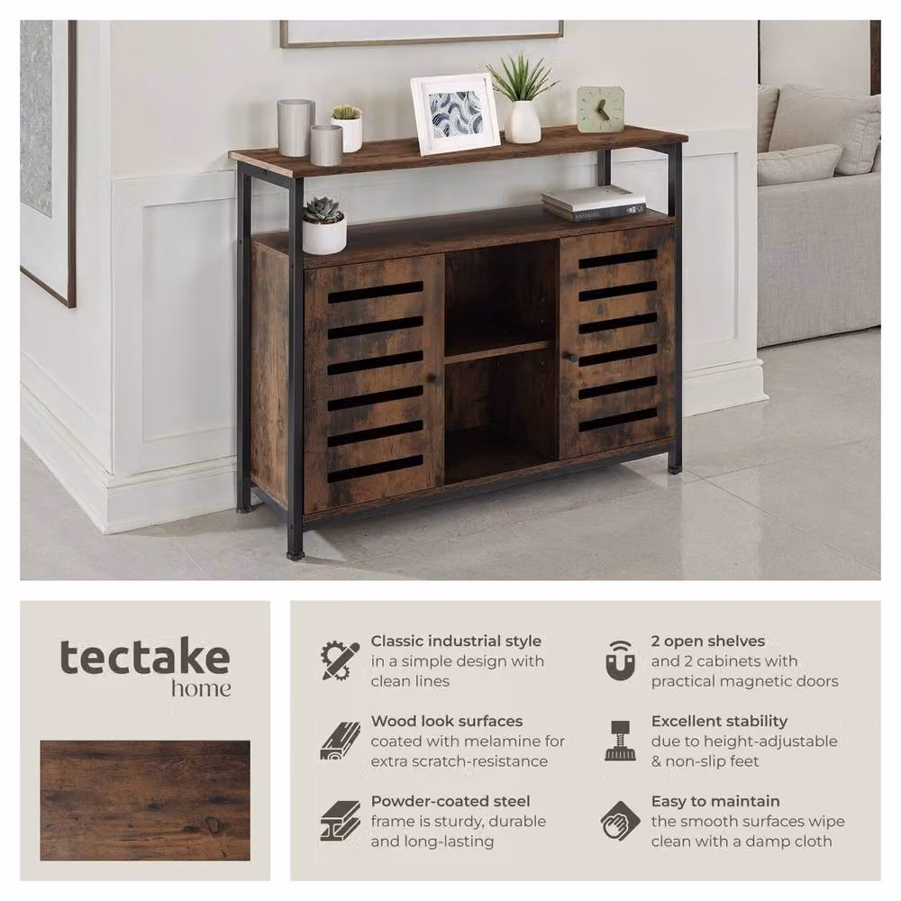 tectake Warrington Modern Sideboard in Brown and Black with Metal Accents – 2