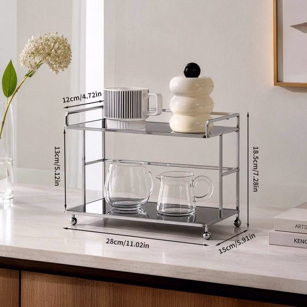 Kelvenix Black 2 Tier Metal Storage Stand and Cosmetic Perfume Display Rack – 2