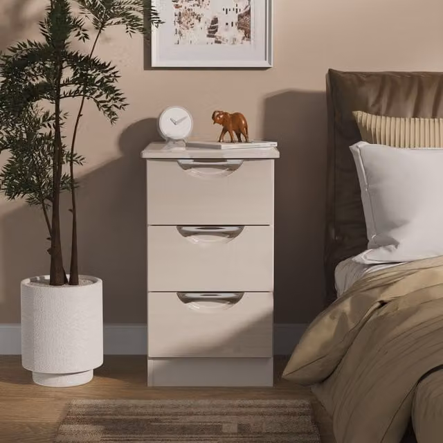 2 U Holborn 3 Drawer Bedside Cabinet in Taupe Beige