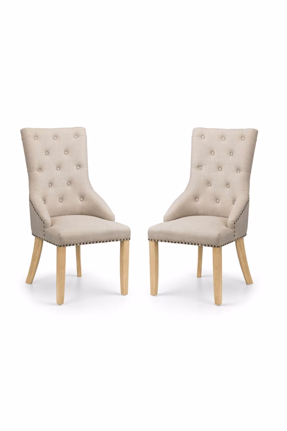 Julian Bowen Loire Set of 2 Buttoned Back Upholstered Dining Chairs in Beige – 2