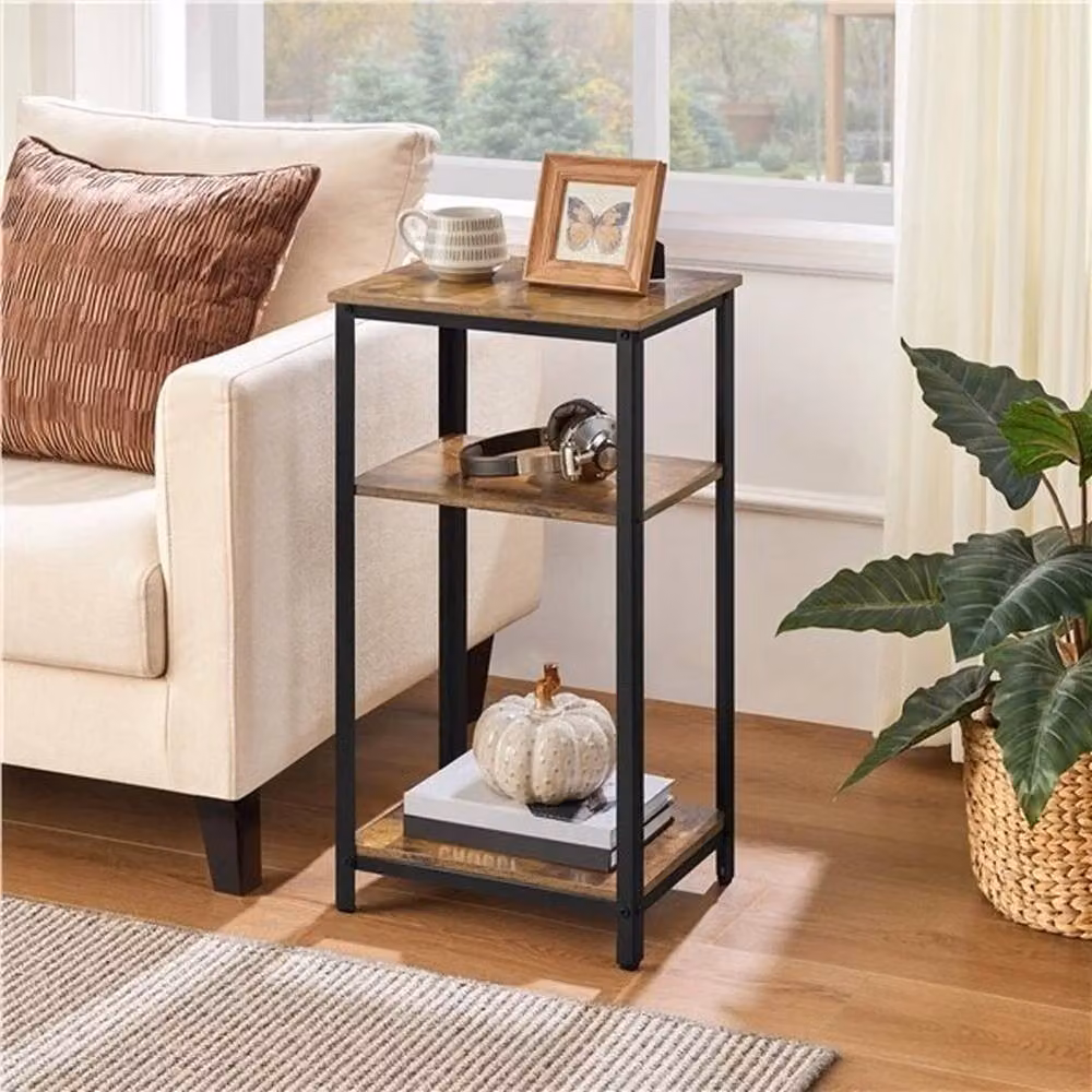 FORGEVIO Rustic Black Wood Side Table and Bedside Table – 3