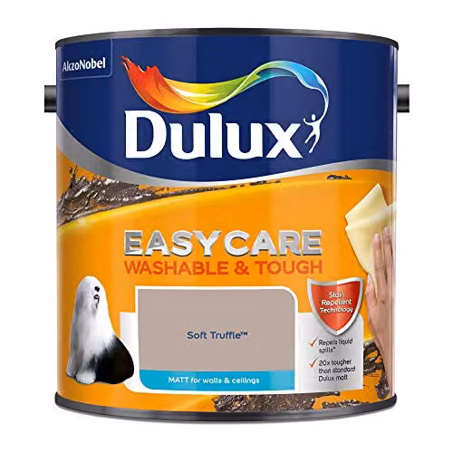 Dulux Easycare Washable and Tough Matt Emulsion Paint for Walls and Ceilings, Beige, 2.5 l – 2