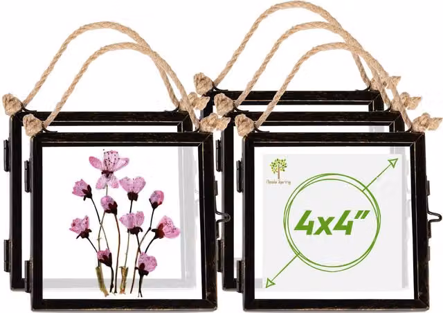 Nicola Spring Set of 5 Black Metal and Glass Hanging Square Photo Frames, 4 x 4 Inch – 7