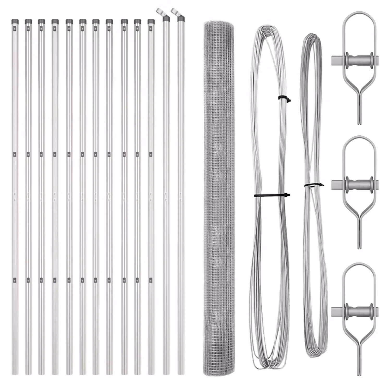 Berkfield Home Galvanised Steel Welded Wire Fence with 13 Posts, Silver, W: 25 m, H: 1.5 m – 2
