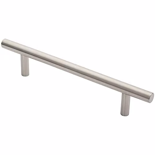 Loops 19mm Straight T-Bar Pull Handle in Brushed Satin Stainless Steel, Silver, 225mm Fixing Centres