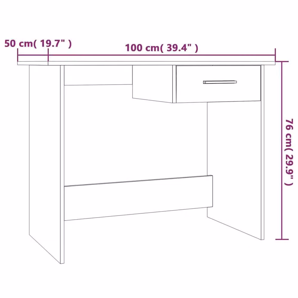 Berkfield Home Computer Desk in Grey Sonoma, W/D/H: 100 x 50 x 76 cm – 5