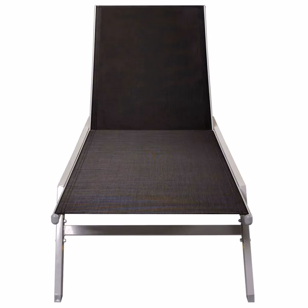 Berkfield Home Sun Lounger in Black Powder Coated Steel and Textilene – 3