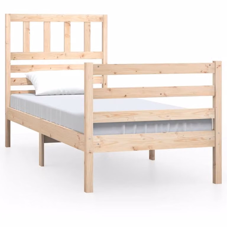 Berkfield Home Single Solid Pine Wood Bed Frame in Brown, W/D/H: 90 x 190 cm