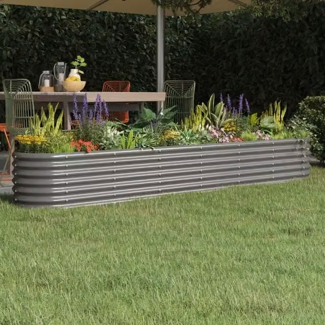 Berkfield Home Garden Grey Powder-coated Steel Raised Bed, W/D/H: 260 x 40 x 36 cm – 1
