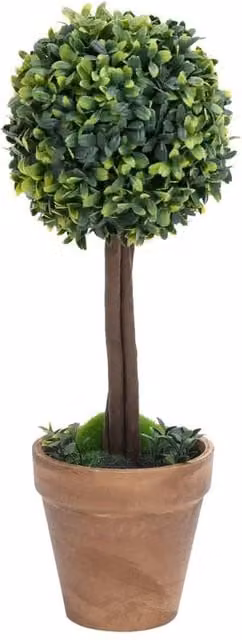 Berkfield Home Lush Artificial Ball Shaped Boxwood Plants with Pots, Green, 2 Pack, Height: 41 cm – 1