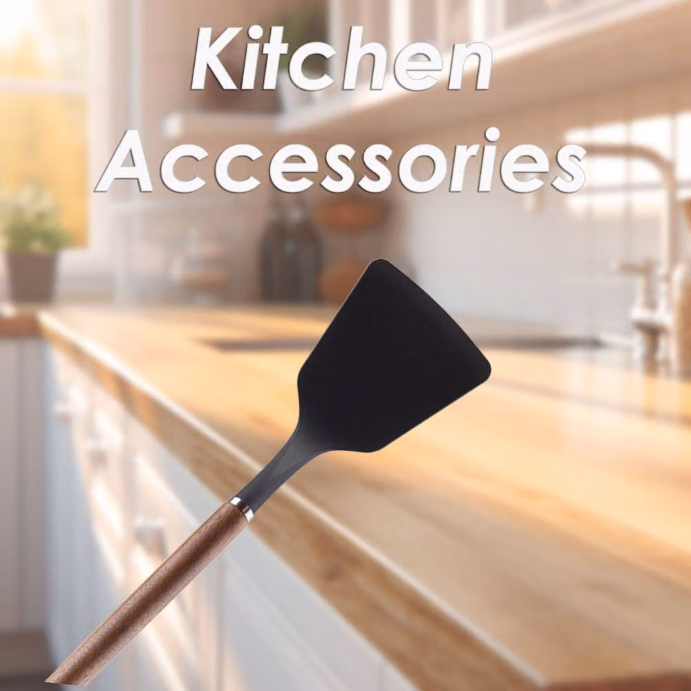 VFM e-Store Acacia Wood Heat Resistant Non-Scratch Turner in Black, Length: 32 cm – 2