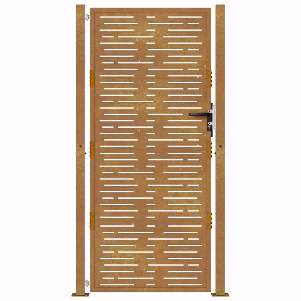 Berkfield Home Brown Corten Steel Garden Gate with Square Design, W: 105 cm, H: 180 cm – 3