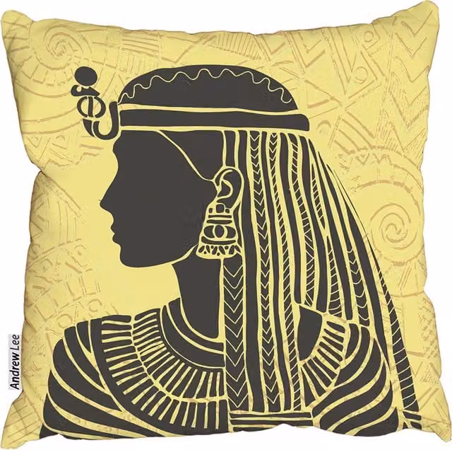 Andrew Lee Modern Graphic Square Yellow Cushion, W: 60 cm, H: 60 cm