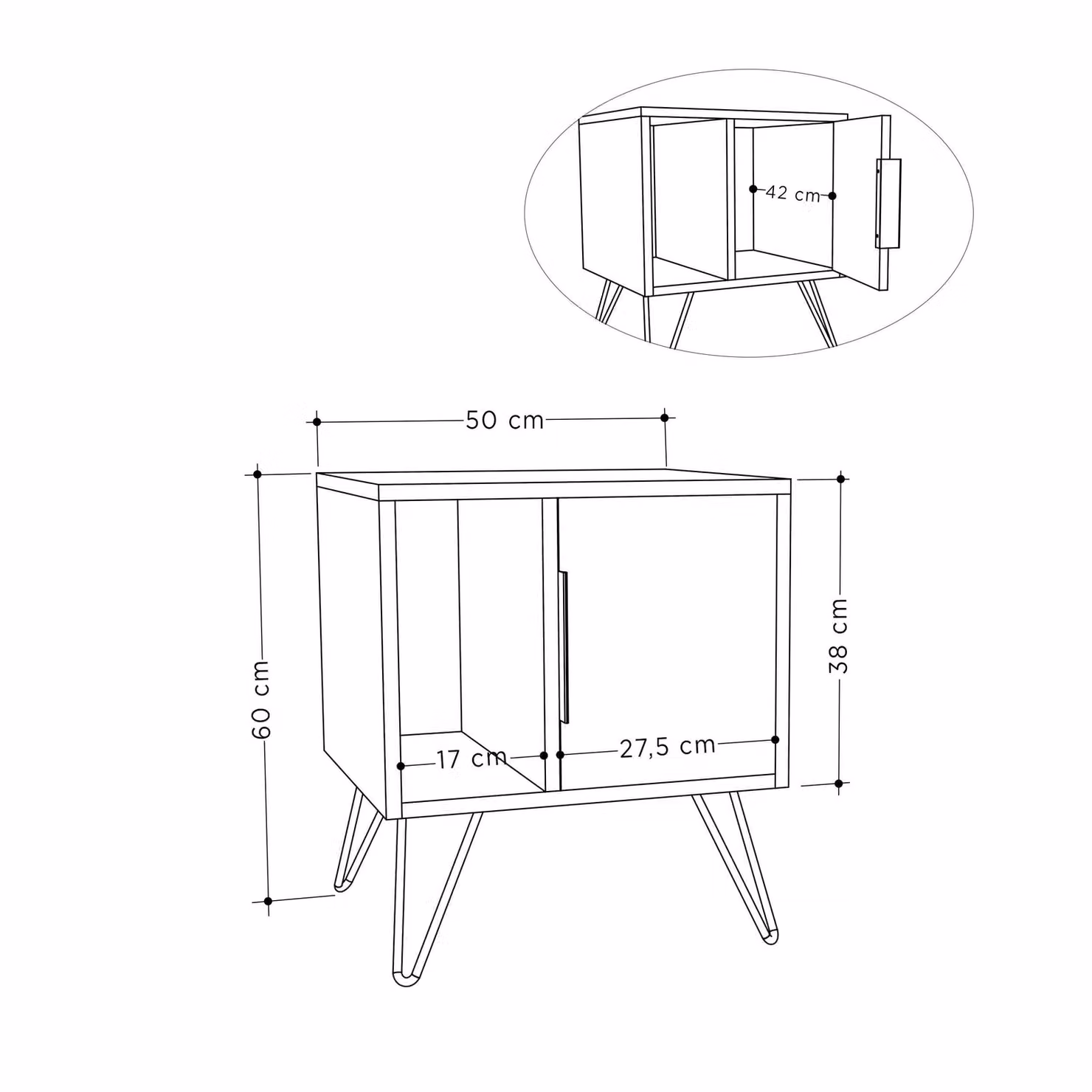 Decortie Glynn Modern Bedside Table Nightstand in Brown, W/D/H: 42 x 50 x 60 cm – 4