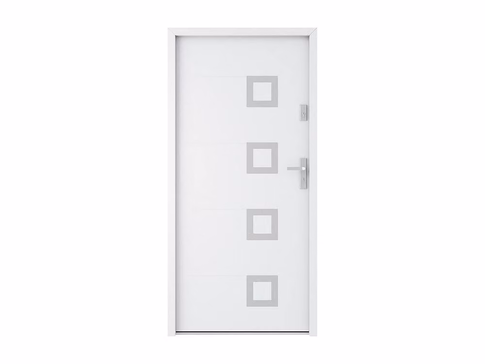 Vente-unique Modern Solid Steel and Stainless Steel Front Door, White, H: 207 cm, W: 100 cm – 2