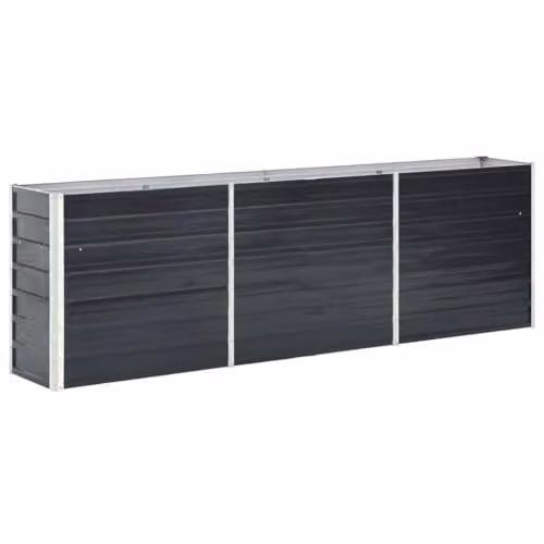 vidaXL Galvanised Steel Raised Bed in Anthracite, W/D/H: 240 x 40 x 77 cm – 1