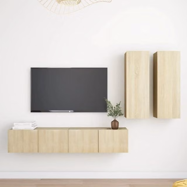 Berkfield Home 4 Piece Modern TV Cabinet Set in Sonoma Oak and Brown Engineered Wood