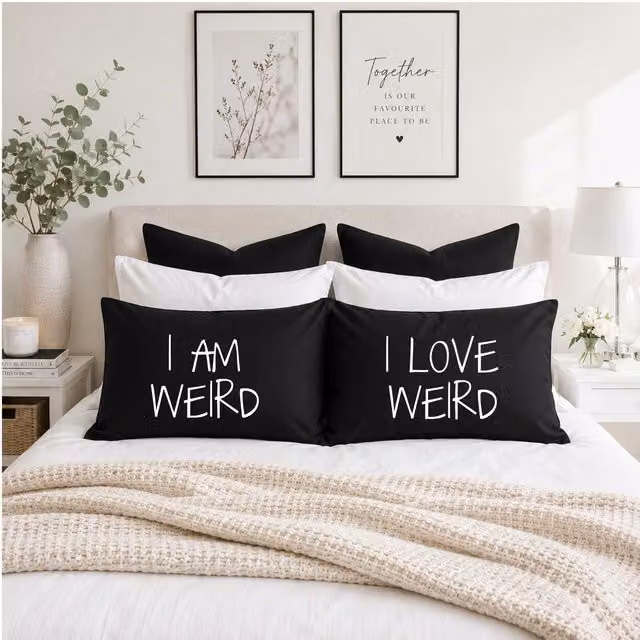 60 Second Makeover Black I Am Weird I Love Weird Cotton Pillow Cases – 1