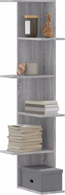 Berkfield Home Grey Sonoma Wall Mounted Corner Shelf, H 140 x W 36.5 x D 36.5 cm – 1