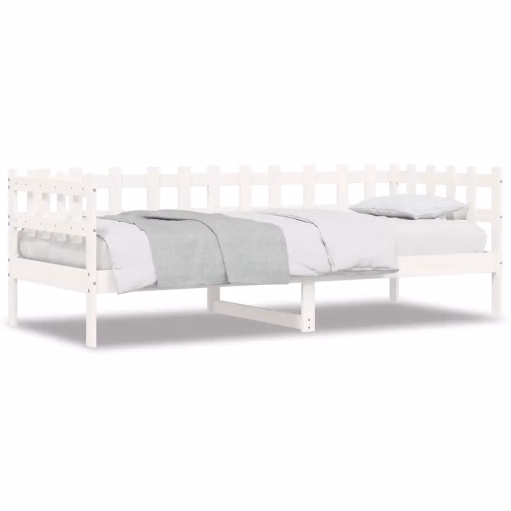Berkfield Home Rustic White Lacquered Solid Pine Day Bed W/D/H: 90 x 190 cm – 2