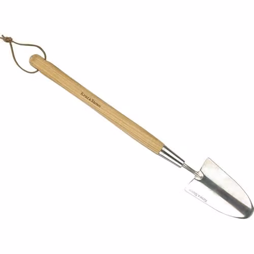 Kent & Stowe Stainless Steel Border Hand Trowel with Beige Wood Handle