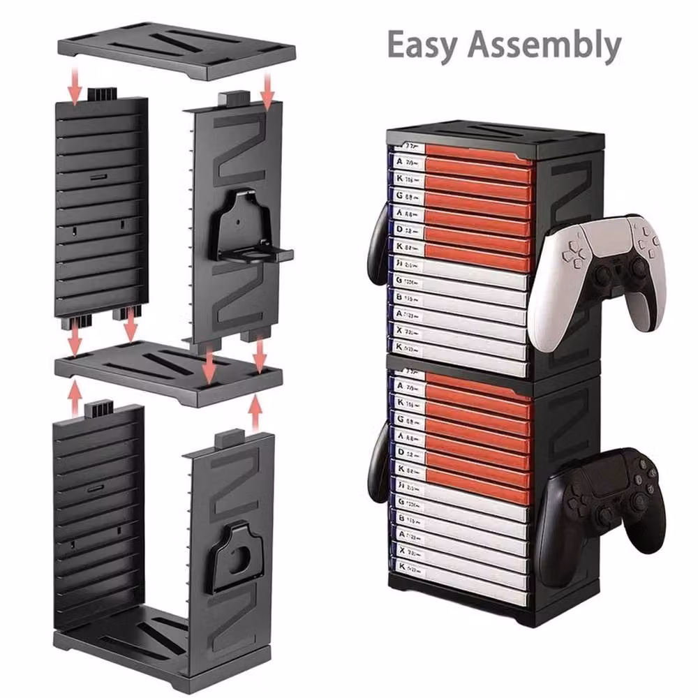 VOGREX 24 Disc Universal Game Storage Tower for PS5, PS4, Xbox and Nintendo Switch in Black – 5