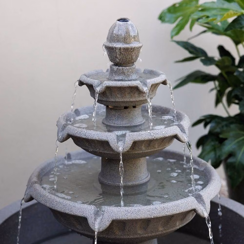 Primrose Holms 4 Tier Circular Cascade Water Fountain in Grey – 2