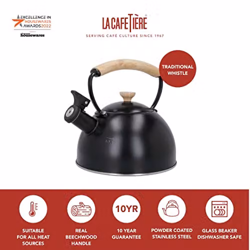 La Cafetiere Black Whistling Kettle with Wooden Handle – 2