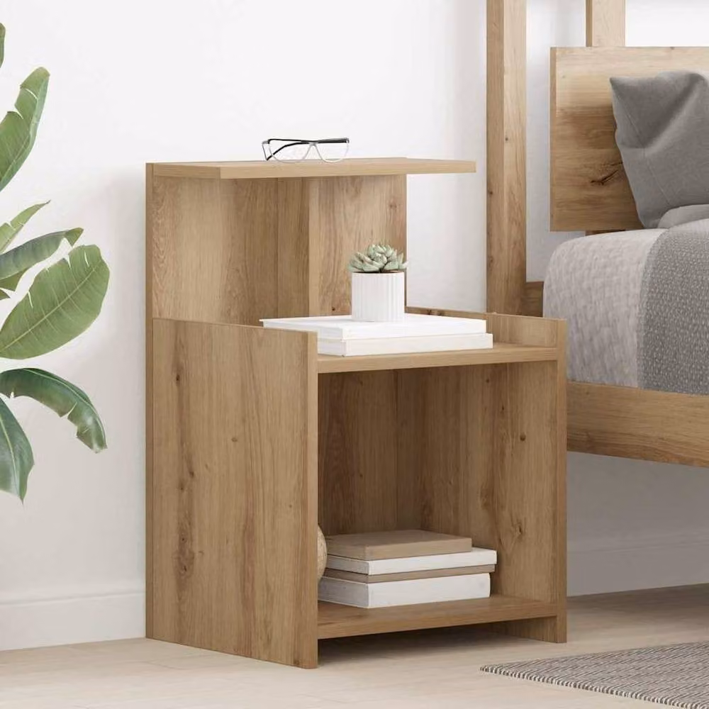 Berkfield Home Modern Bed Cabinets, 2 Piece Artisan Oak in Brown, W/D/H: 40 x 35 x 60 cm – 4