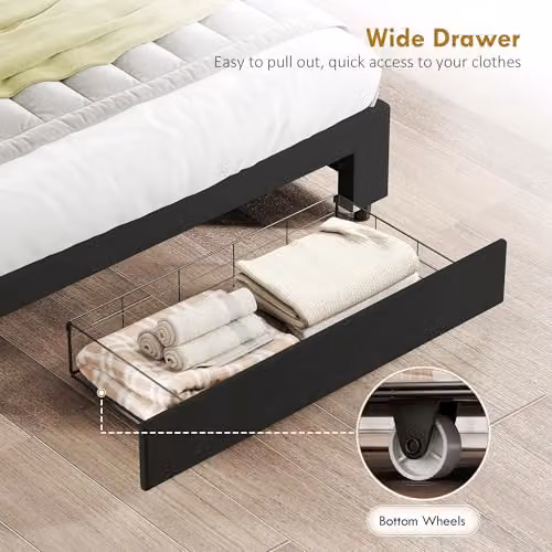 HOMCOM Black Velvet Upholstered Double Ottoman Bed with Lift-Up Storage Base, W: 140 cm, D: 190 cm, H: 95 cm – 6