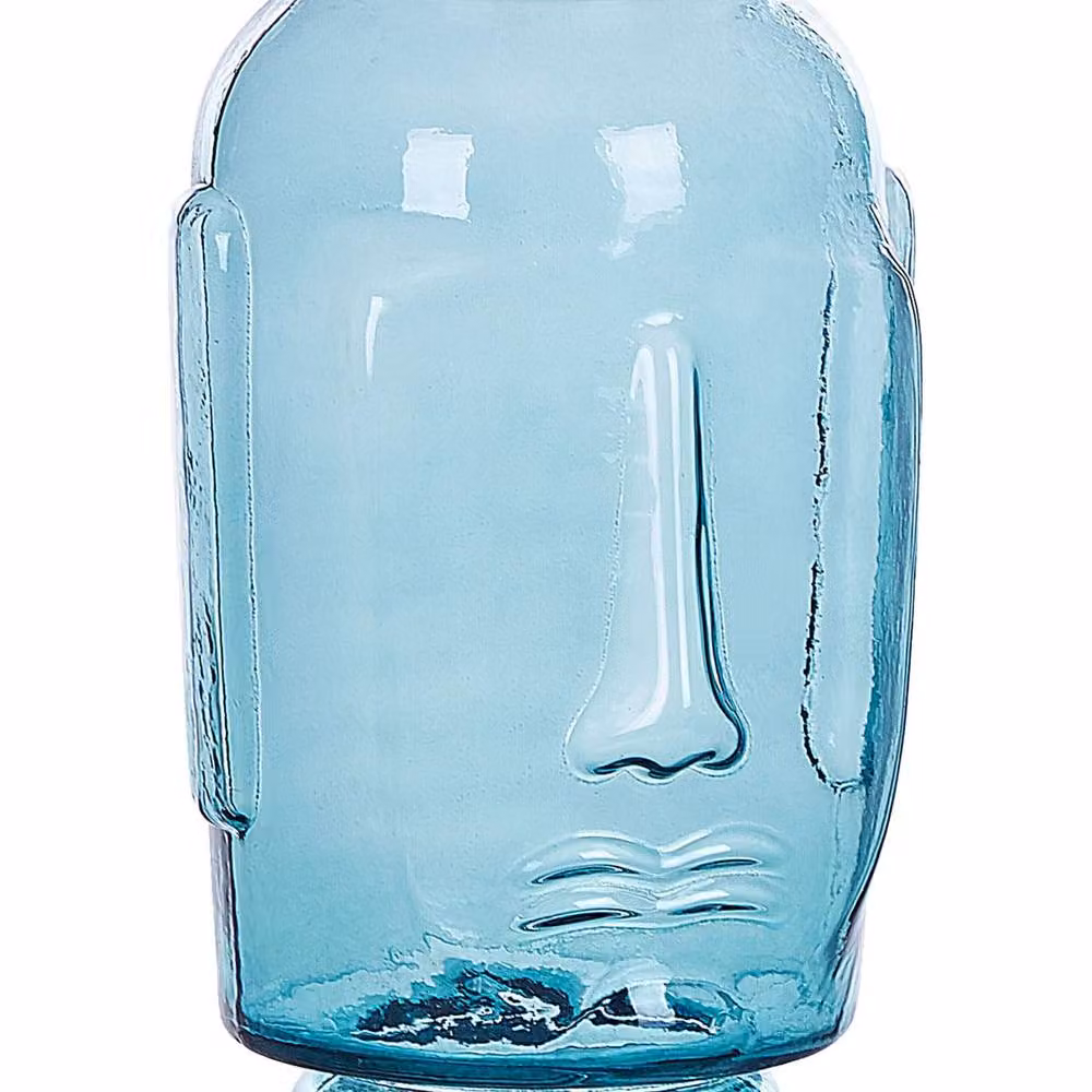 Wyld and Coco Blue Abstract Face Motif Glass Tabletop Vase – 2