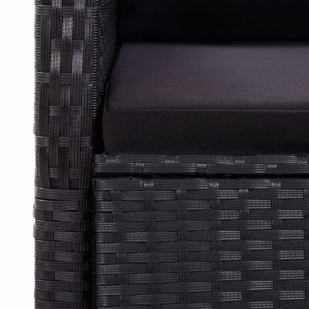 Berkfield Home Beautiful 7 Piece Black Poly Rattan Garden Dining Set with Cushions – 4