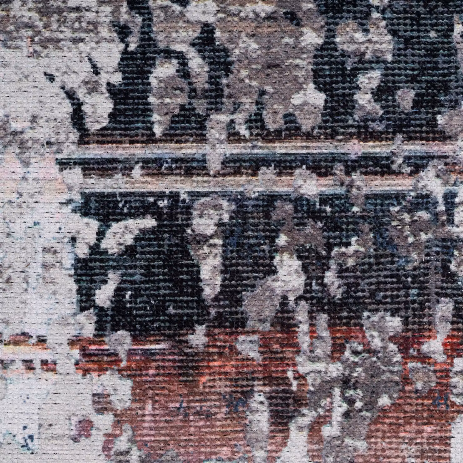 Kukoon Grey and Multicolour Abstract Distressed Non-Slip Washable Low Pile Rug, W: 80 cm, L: 300 cm – 3