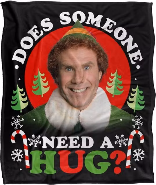 Warner Bros. Elf Does Someone Need A Hug Super Soft Silky Touch Christmas Throw Blanket, Multicolour, Extra Large – 1