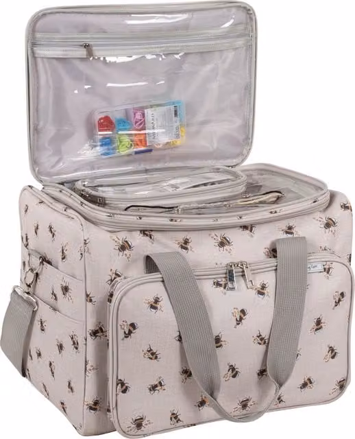 Hobby Gift Bee Craft Yarn Organiser in Beige, White and Multicolour Fabric