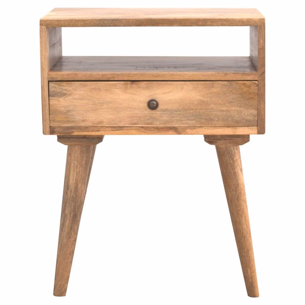 Wyld Haus Modica Rustic Mango Wood Bedside Table with Open Shelf, Brown, W/D/H: 35 x 45 x 57 cm – 2