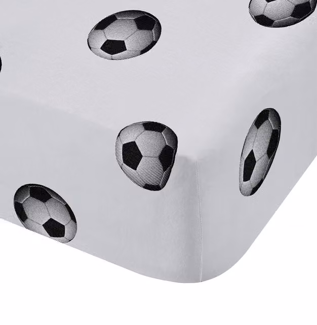 Catherine Lansfield Kids Football Single Fitted Sheet Black/White W/D/H: 90 x 200 cm – 1