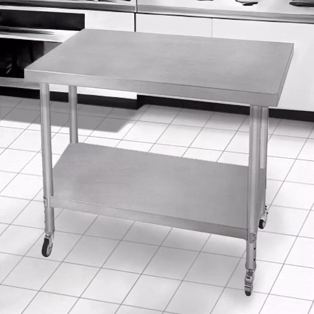 Monstershop KuKoo Stainless Steel Work Table in Silver, W/D/H: 90 x 76 x 86 cm – 2