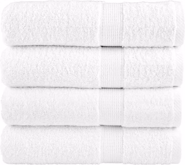 Berkfield Home SOLUND Premium Cotton Terry Shower Towels, 4 Pack, White, W: 70 cm, L: 140 cm, 600gsm