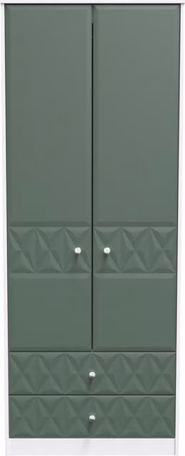 Ready Assembled Toledo 2 Door 2 Drawer Wardrobe in Green and Black – 1