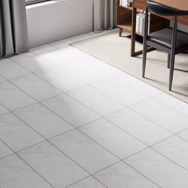 Livingandhome Set of 28 Self-adhesive Stone-look PVC Flooring Planks in Grey and White