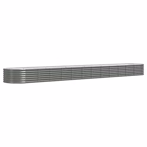 vidaXL Grey Galvanised Steel Garden Raised Bed W: 512 cm, D: 80 cm, H: 36 cm – 1