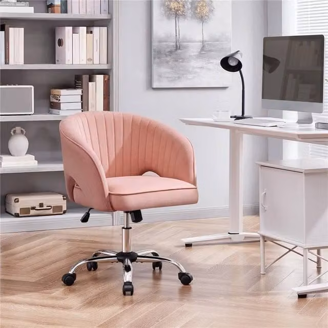 EONLION Pink Velvet Swivel Task Chair for Home Office, Height: 100 cm – 1