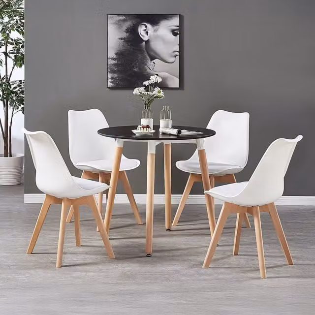 Life Interiors Lorenzo Round Dining Set with Table and 4 Chairs in White – 3