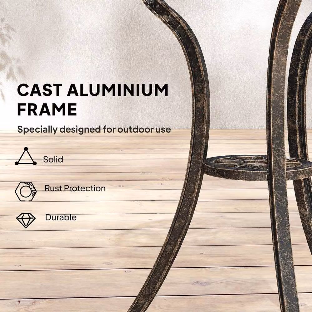 EONLION Brown Cast Aluminium Geometric Garden Furniture Set – 2