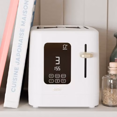 Cello Overture 2 Slice White Toaster with 800W Power, Digital Display, Timer and Auto Shutoff – 2