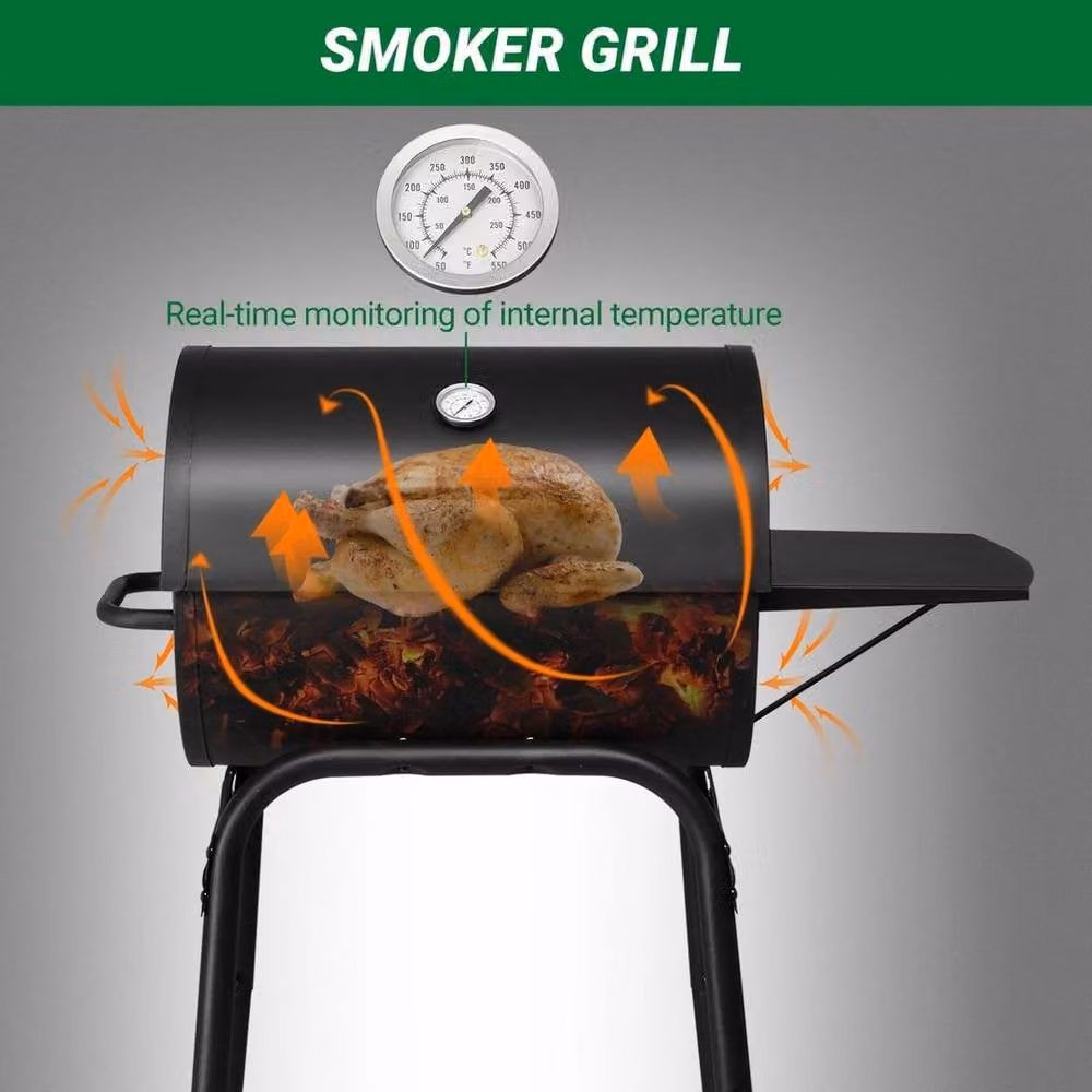 Kelvenix 41-Inch Offset Charcoal BBQ Smoker and Barbecue in Black – 3