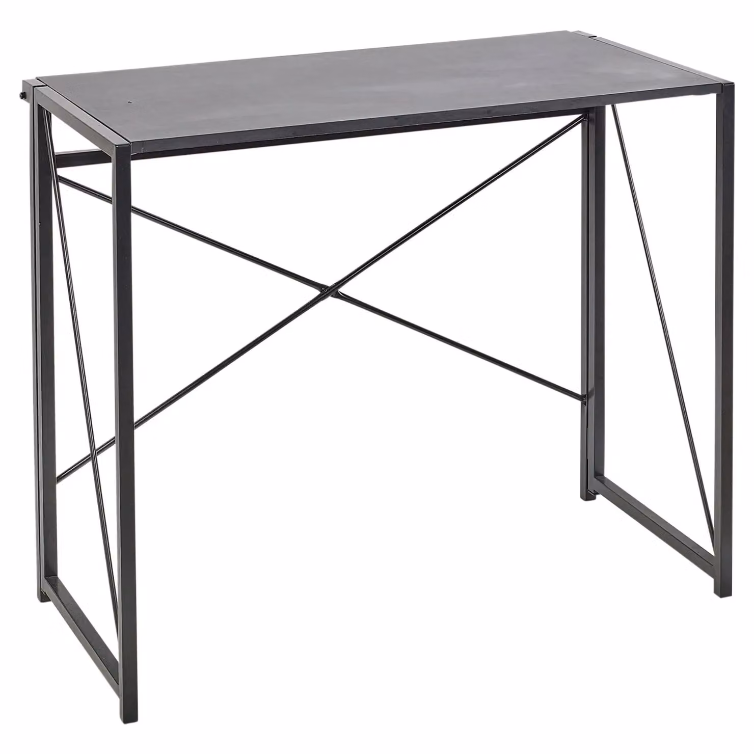 EONLION Black Wooden Rectangle Folding Computer Desk with Steel Legs – 2
